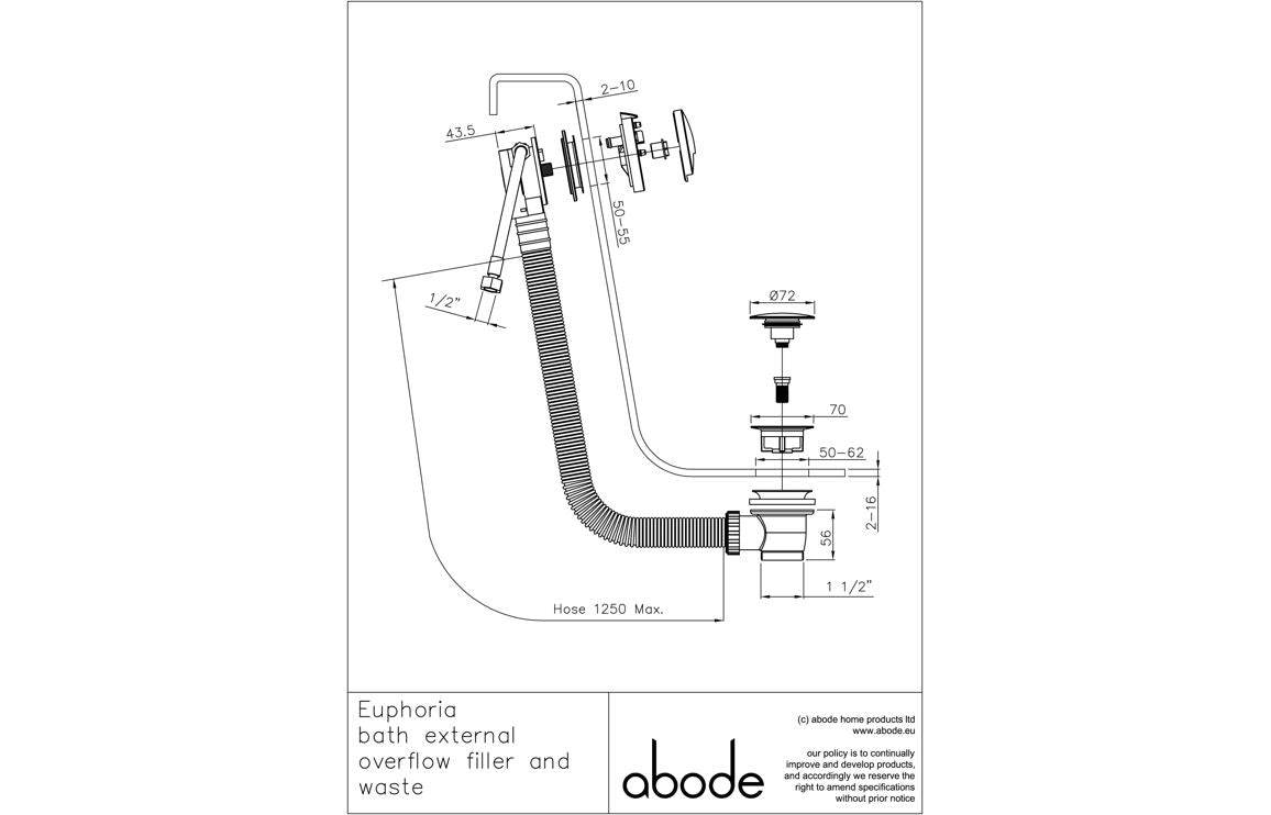 Abode Euphoria Bath Overflow Filler & Clicker Waste - Antique Brass/ Chrome/Matt Black