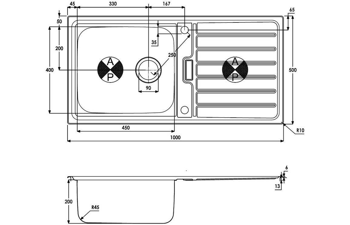 Abode Neron 1B & Drainer Inset Sink - St/Steel