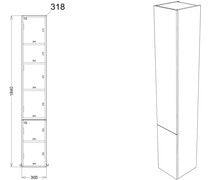 Alba 300mm 2 Door Tall Unit - Light Grey Gloss