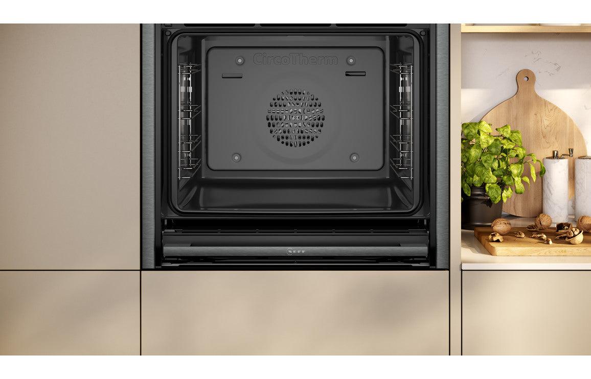 Neff N70 B54CR31G0B Single Slide & Hide Electric Oven - Black w/Steel Trim