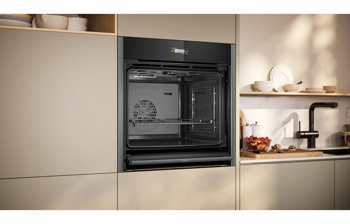 Neff N70 B54CR31G0B Single Slide & Hide Electric Oven - Black w/Steel Trim