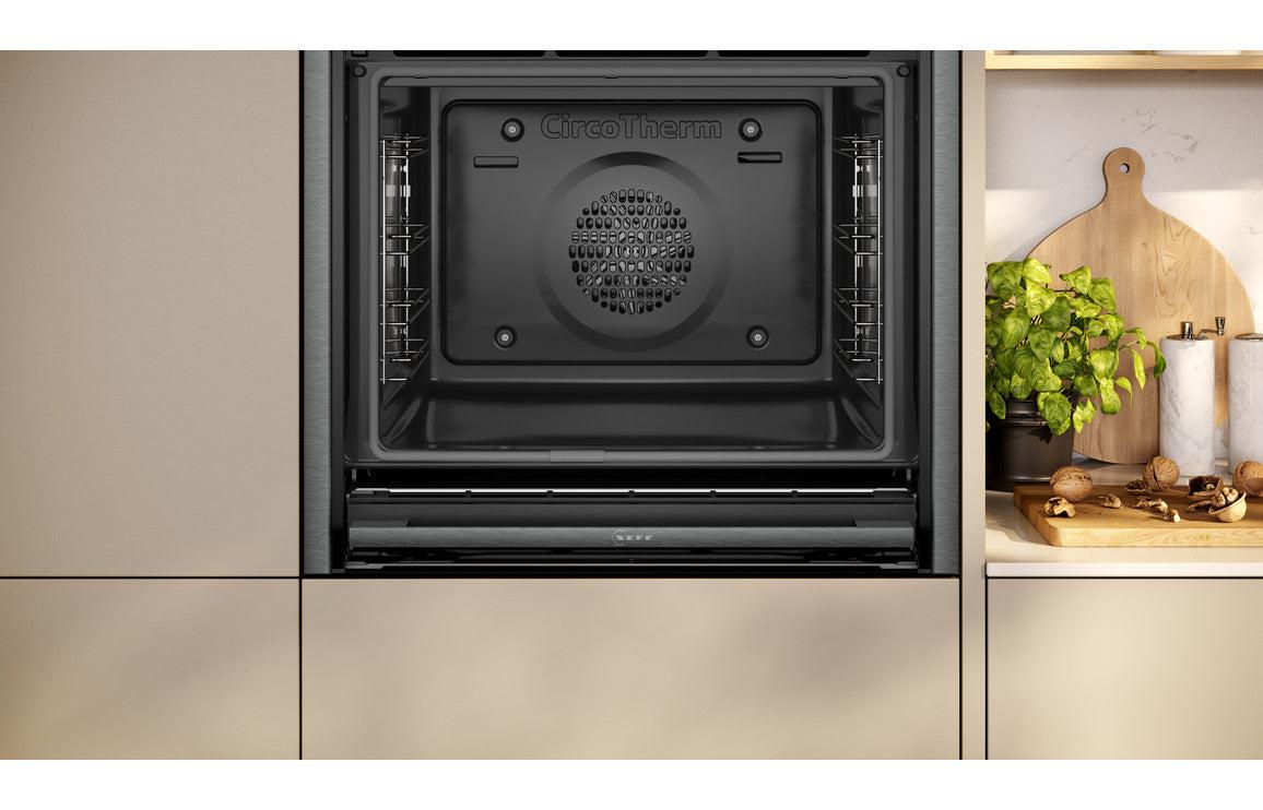 Neff N70 B54CR71G0B Single Slide & Hide Pyrolytic Oven - Black w/Graphite Trim