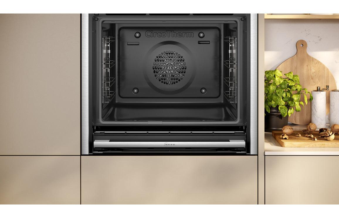 Neff N70 B54CR71N0B Single Slide & Hide Pyrolytic Oven - Black w/Steel Trim