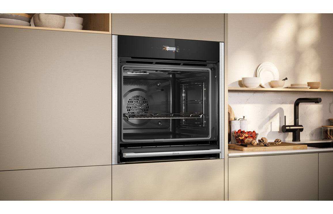 Neff N70 B54CR71N0B Single Slide & Hide Pyrolytic Oven - Black w/Steel Trim