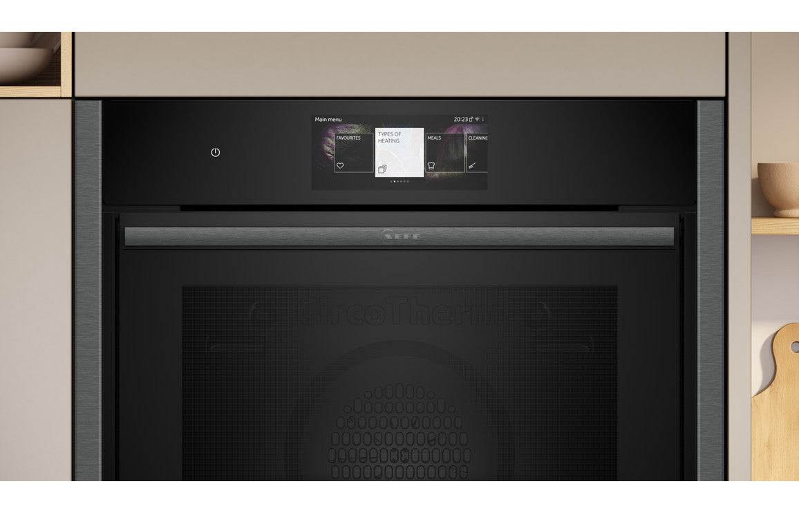 Neff N90 B64CT73G0B Single Slide & Hide Pyrolytic Oven - Black w/Graphite Trim