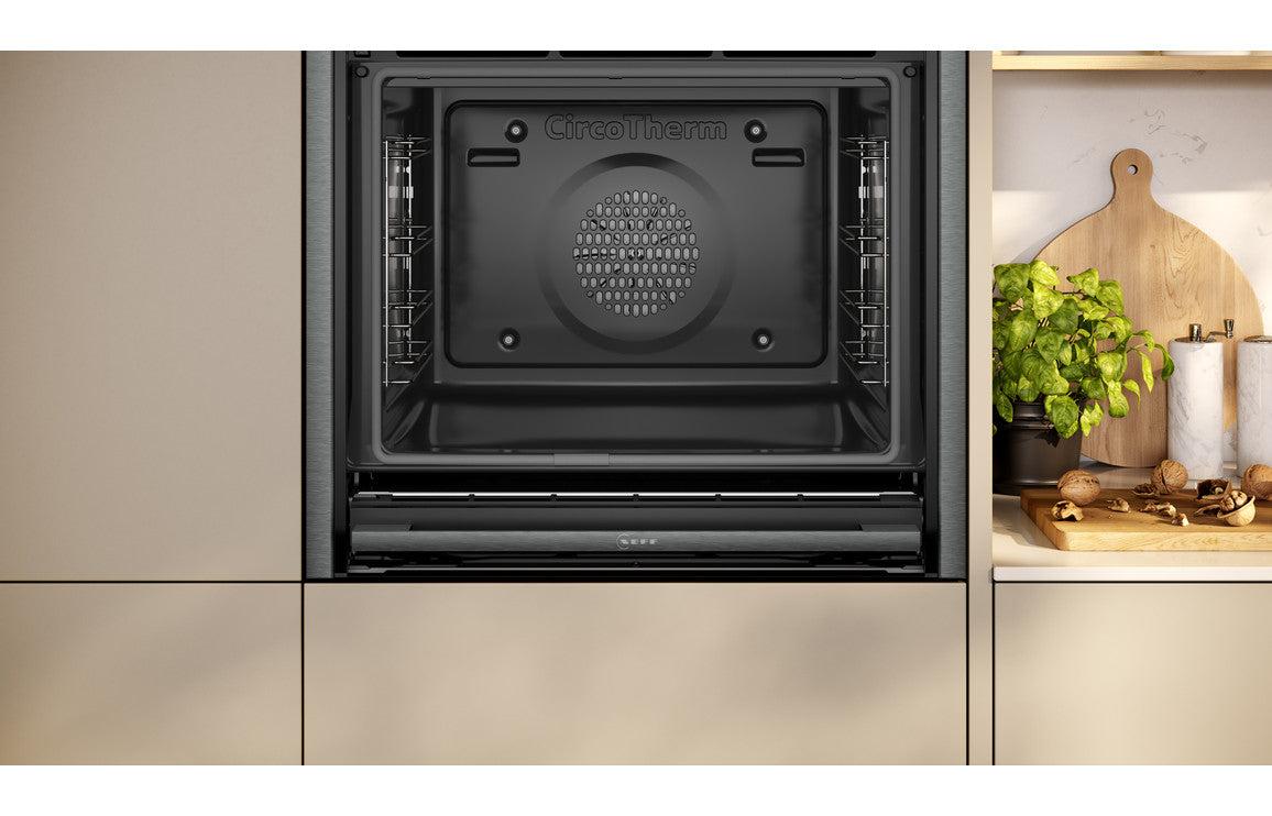 Neff N90 B64VT73G0B Single Slide & Hide Pyrolytic Oven w/Steam - Black w/Graphite Trim