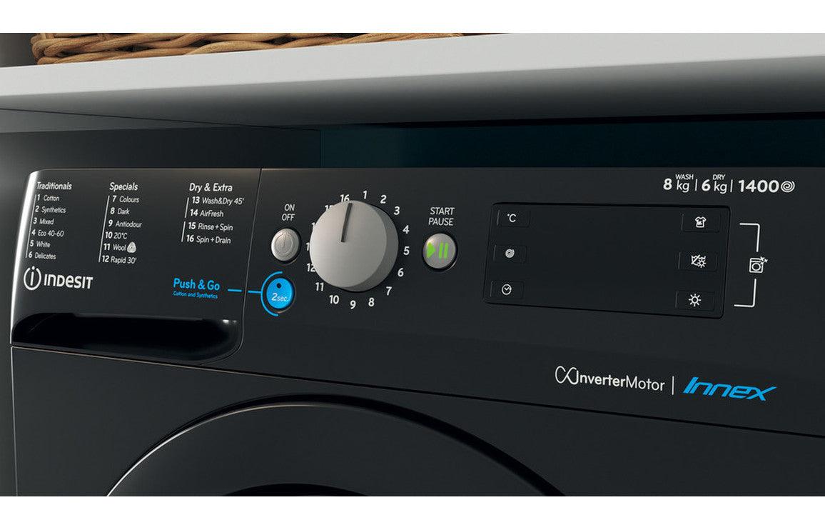 Indesit BDE 86436X B UK N F/S 8/6kg 1400rpm Washer Dryer - Black