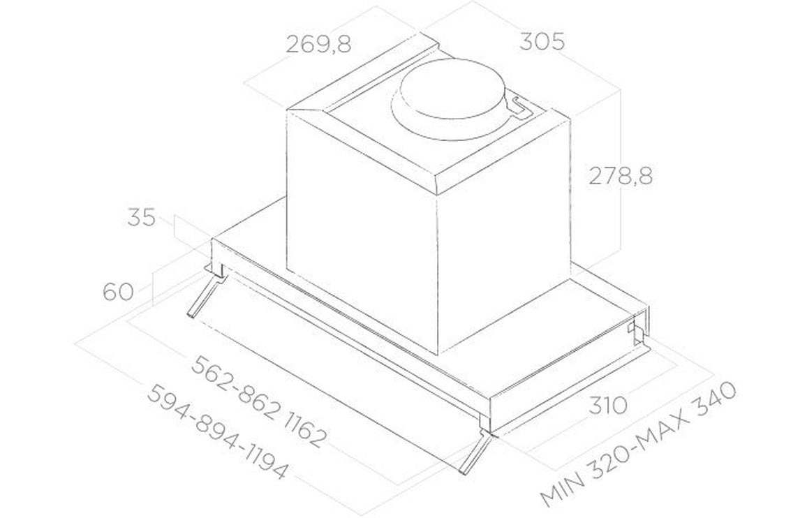 Elica Boxin Lux 120cm Integrated Hood - St/Steel & White Glass