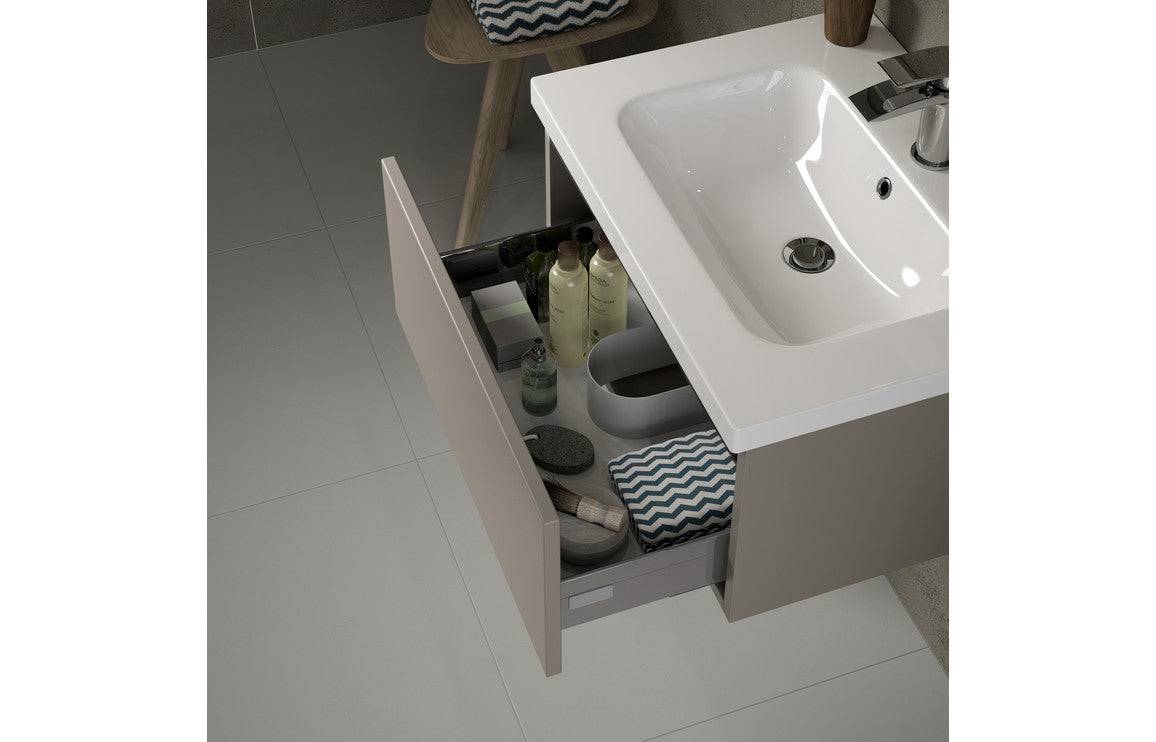 Carino 615mm 2 Drawer Floor Standing Basin Unit Inc. Basin - Matt Latte