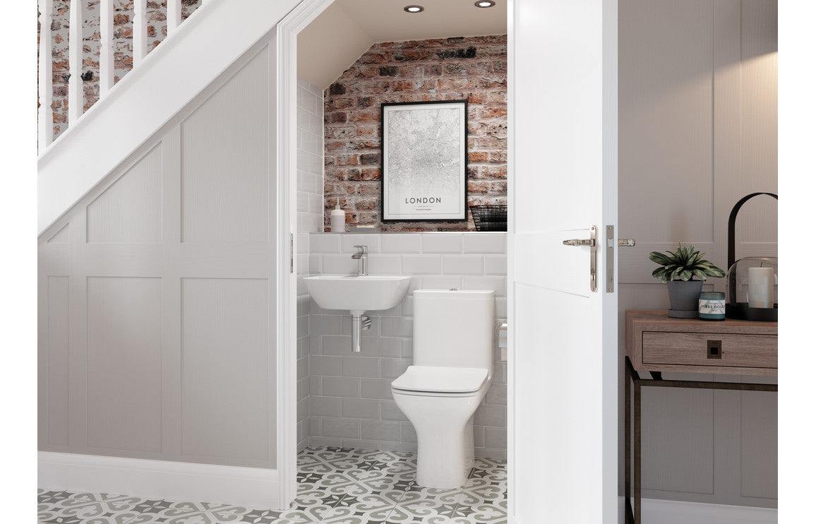 Cedarwood Short Projection Close Coupled Fully Shrouded WC & Slim Soft Close Seat