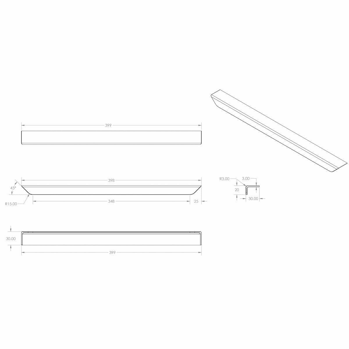 Chevron 40cm Handle Chrome