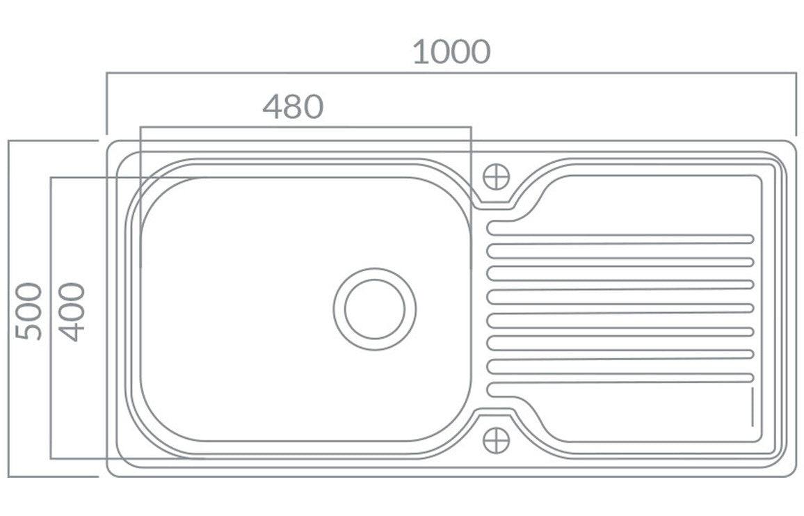 Prima Deep 1B & Drainer Inset Sink - Polished Steel