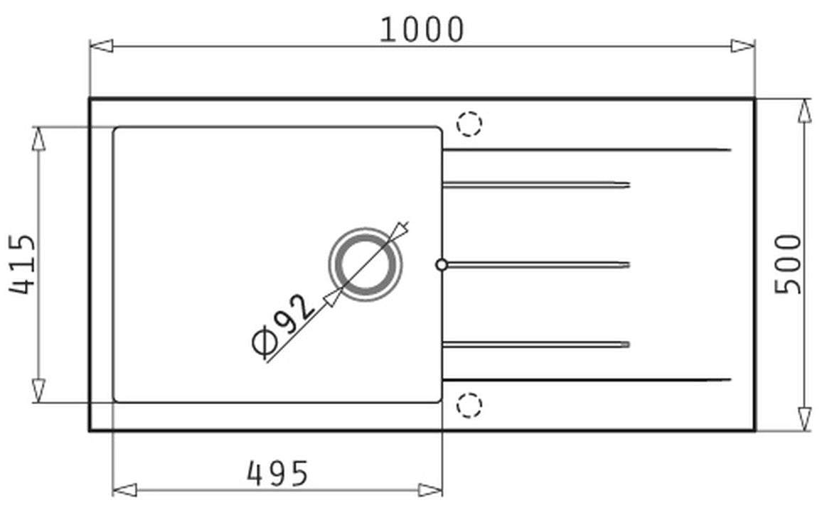 Prima+ Granite 1B & Drainer Inset Sink - Light Grey