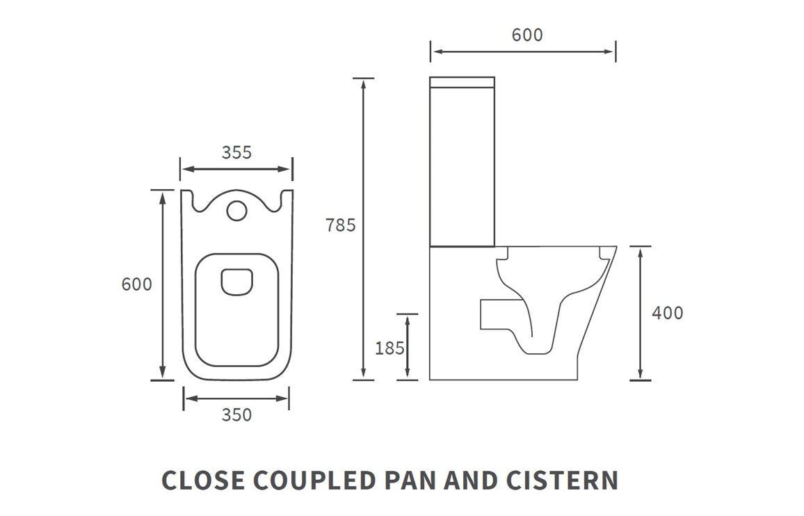 Cedarwood Short Projection Close Coupled Fully Shrouded WC & Wrapover Soft Close Seat