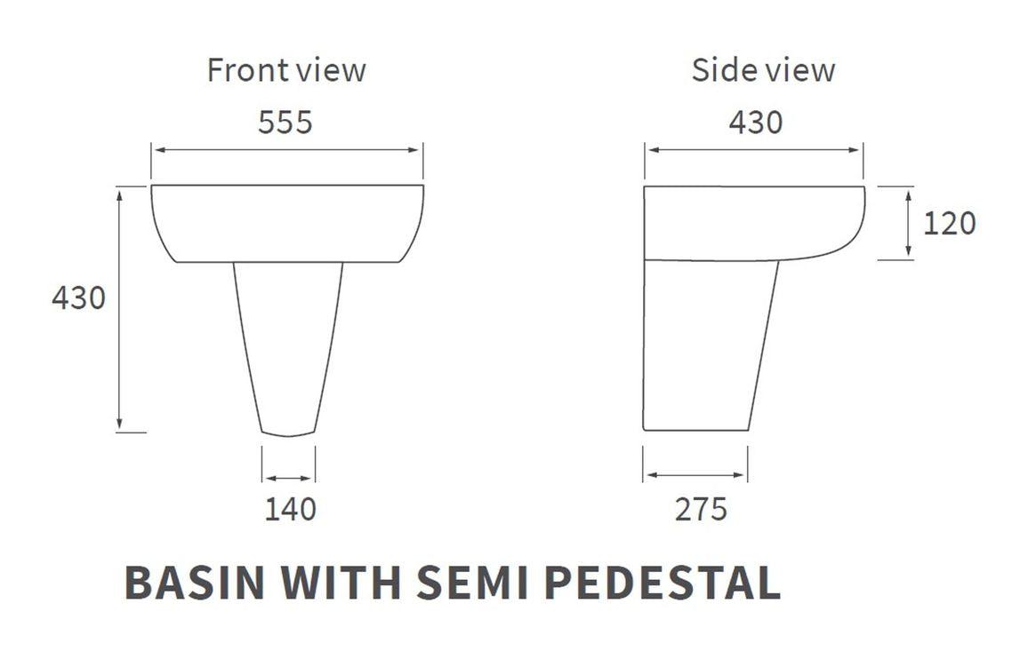 Cilantro 555x430mm 1TH Basin & Semi Pedestal