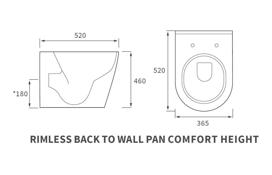 Cilantro Rimless Back To Wall Comfort Height WC & Soft Close Seat