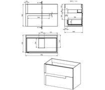 Contrast 815mm Wall Hung 2 Drawer Basin Unit & White Basin - Matt Black & Glass