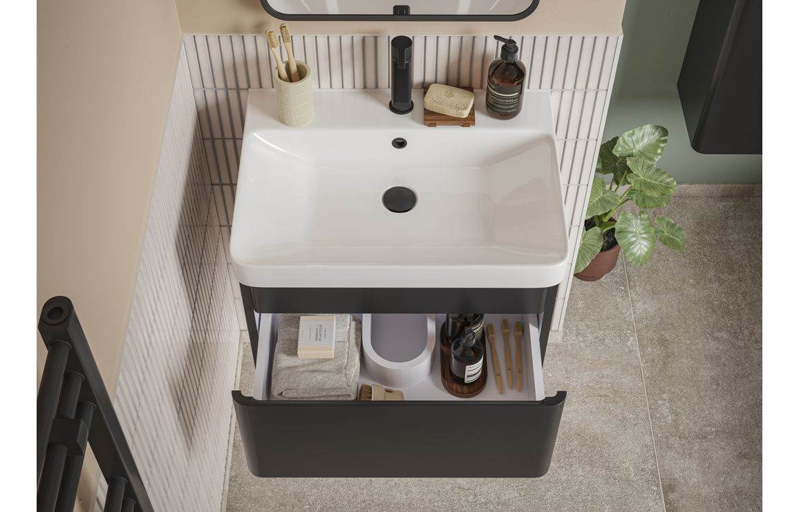 Cosmos 500mm Basin Unit & Rimless Close Coupled WC Pack - Matt Black