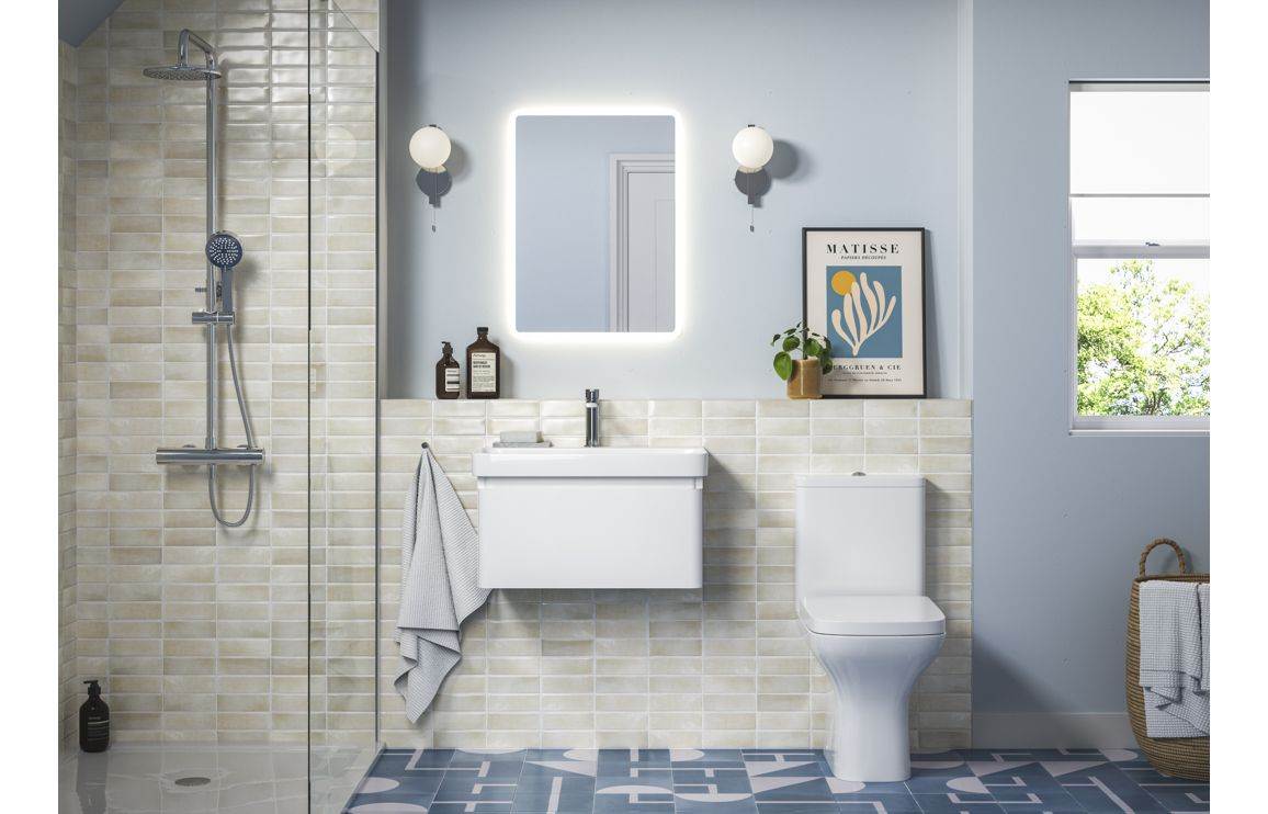 Cosmos 500mm Basin Unit & Rimless Close Coupled WC Pack - Matt White