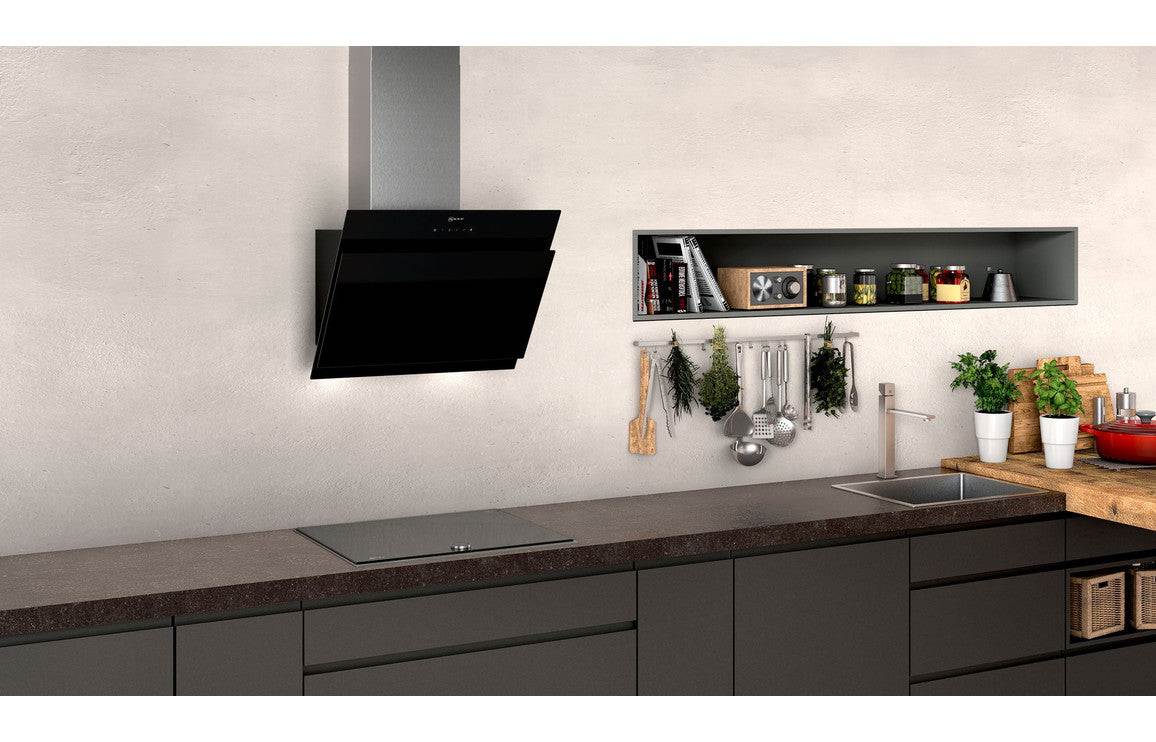 Neff N50 D65IHM1S0B 60cm Angled Glass Chimney Hood - Black