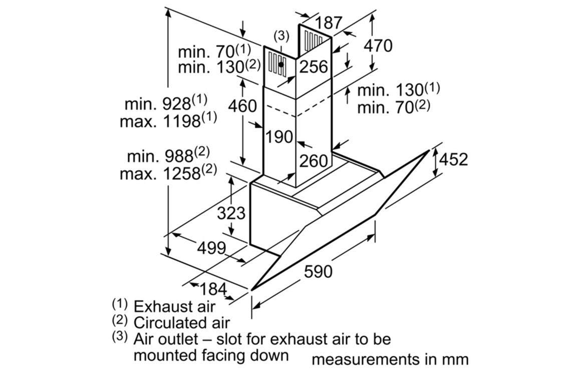 Neff N50 D65IHM1S0B 60cm Angled Glass Chimney Hood - Black