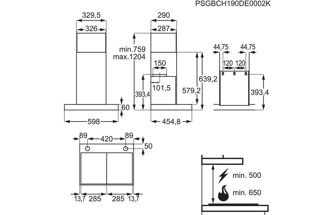 AEG DBE5661HG 60cm Box Chimney Hood - St/Steel