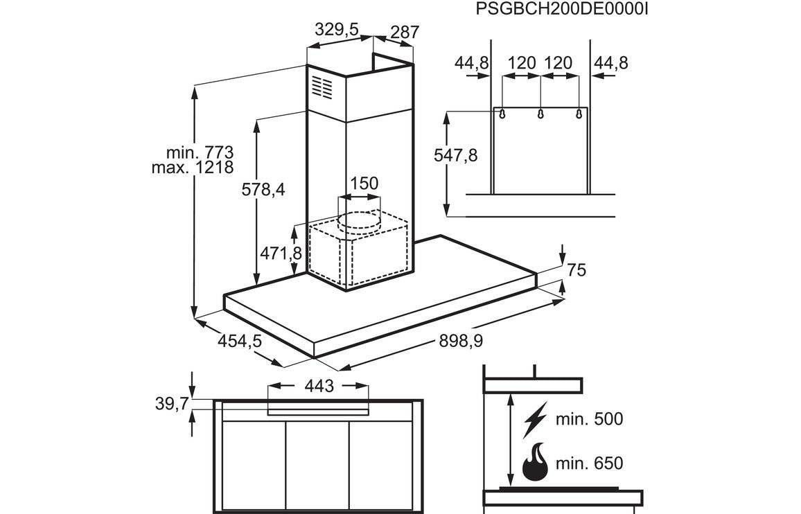 AEG DBK6980HG 90cm Box Design Chimney Hood - St/Steel