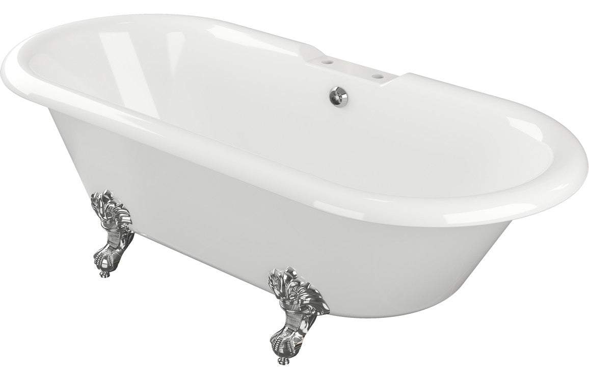 Richmond Freestanding 1690x740x620mm 2TH Bath w/Feet - Black/White