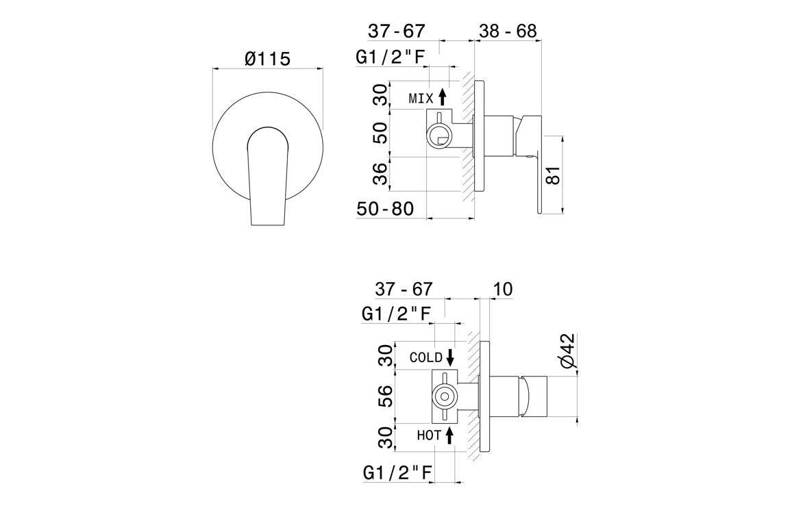 Vema Timea Chrome Single Outlet Shower Mixer