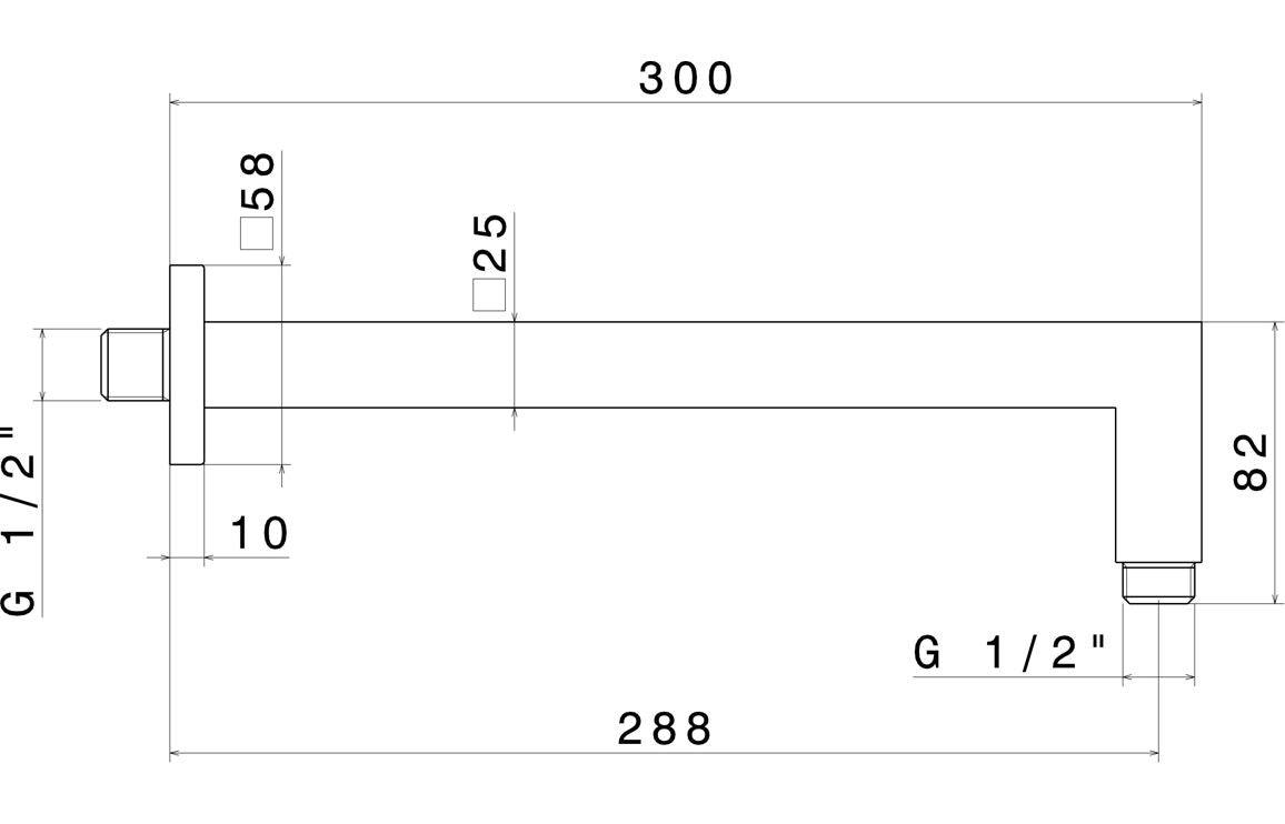 Vema Square 300, 400mm Wall Arm