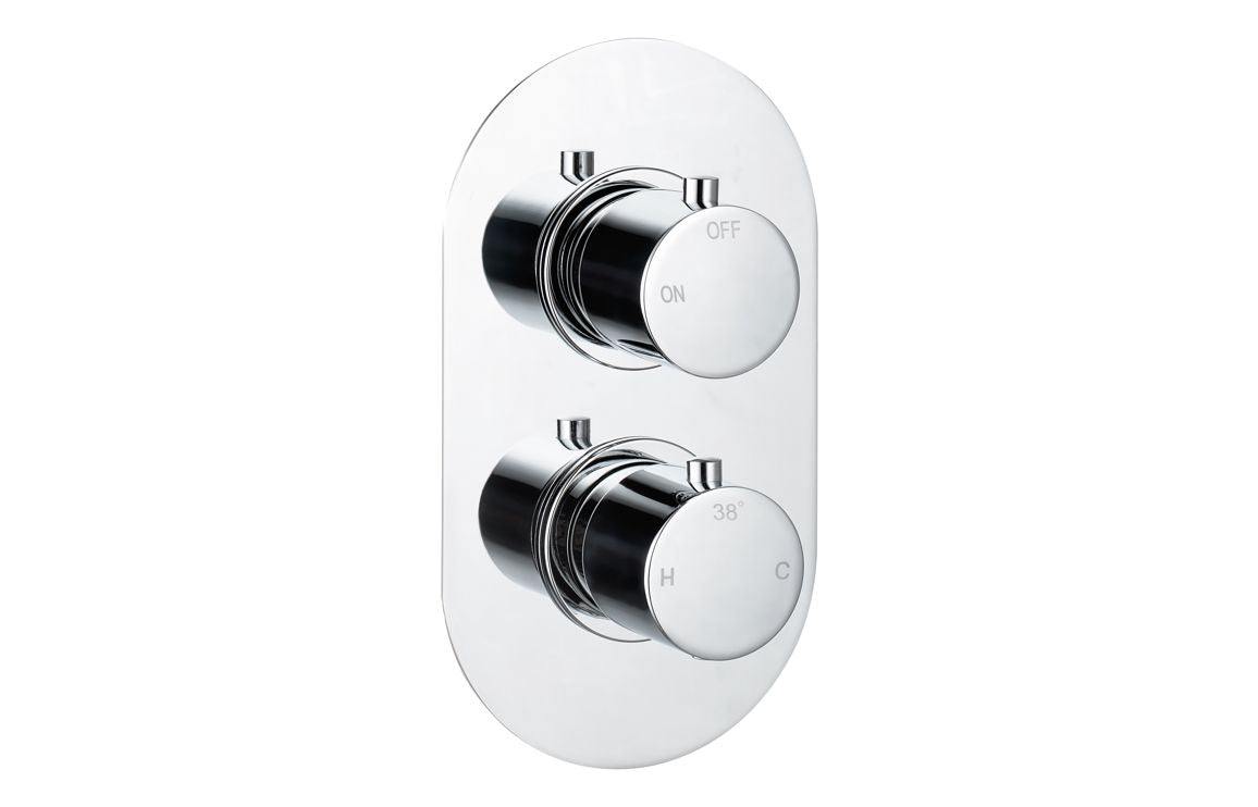 Aurora Thermostatic Single Outlet Twin Shower Valve - Chrome