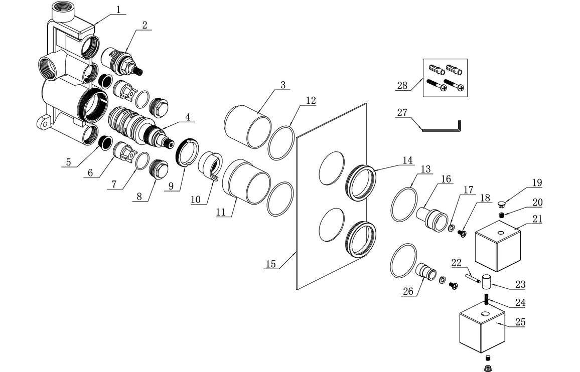 Cosmic Thermostatic Single Outlet Twin Shower Valve - Chrome