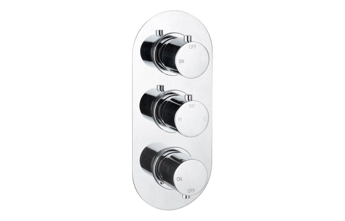 Aurora Thermostatic Two Outlet Triple Shower Valve - Chrome