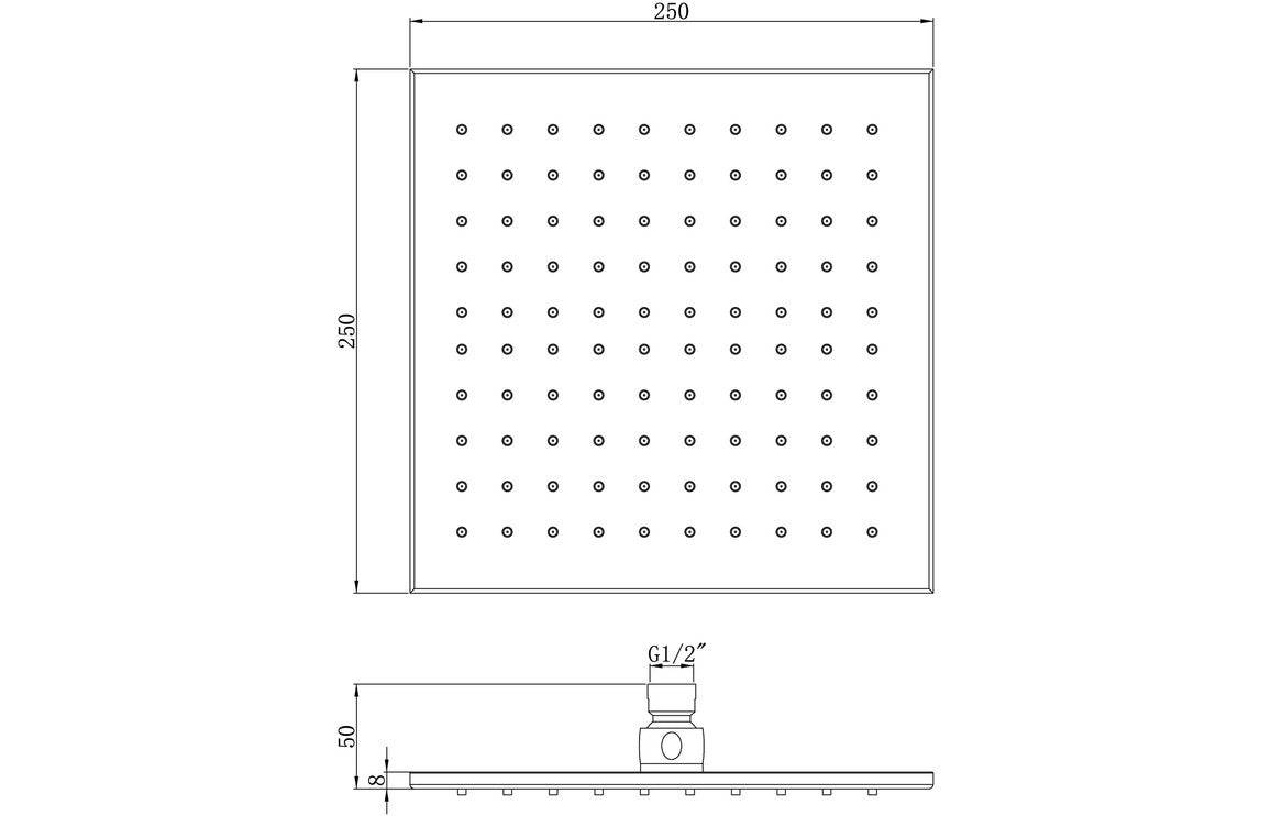 Cosmic 250mm Square Showerhead - Chrome