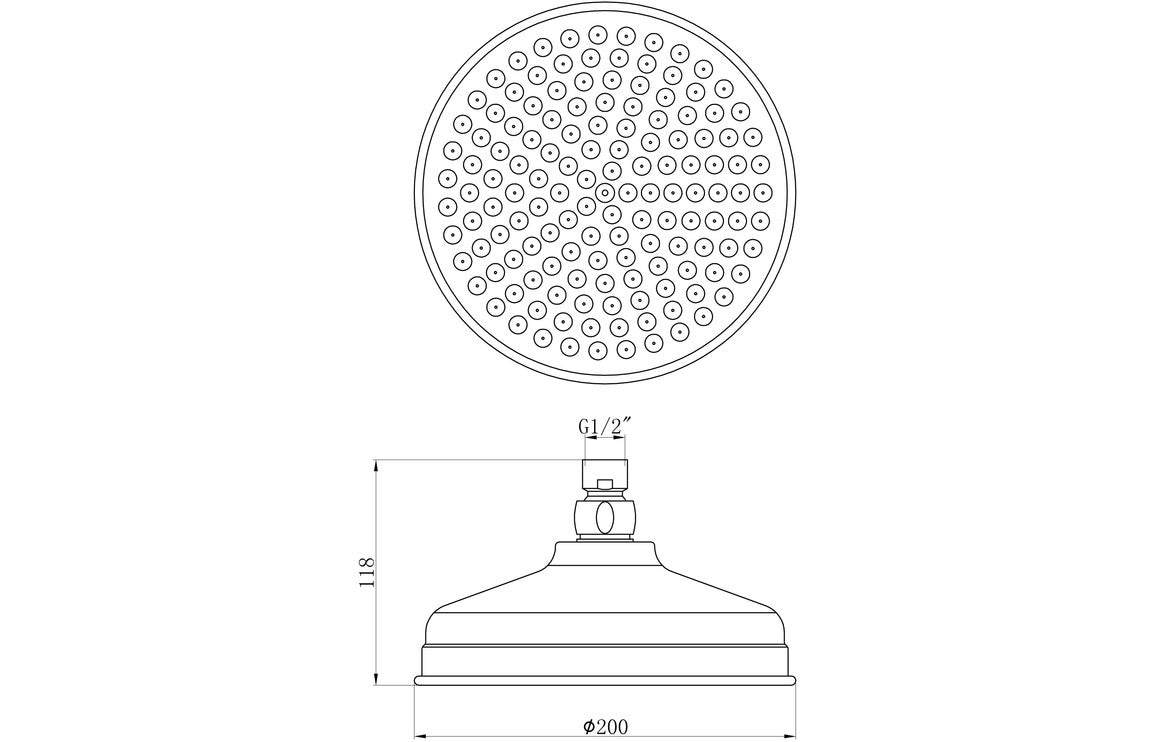 Berwick 200mm Round Traditional Showerhead - Chrome