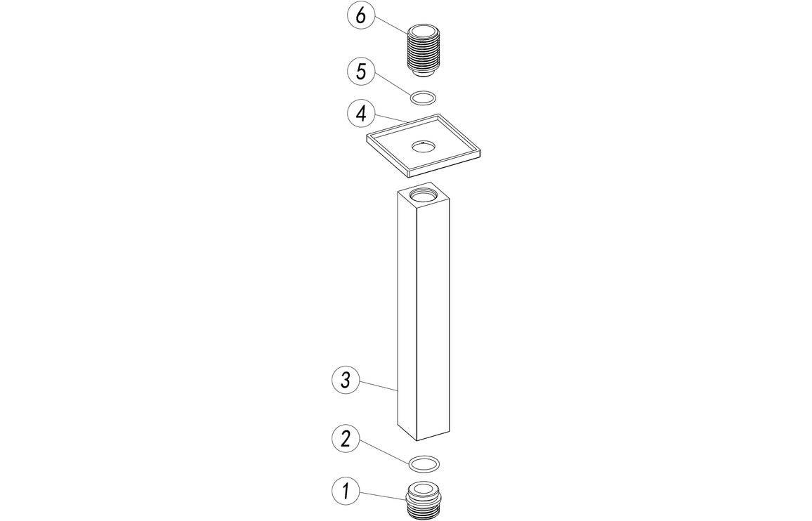 Cosmic 180mm Square Ceiling Arm - Matt Black