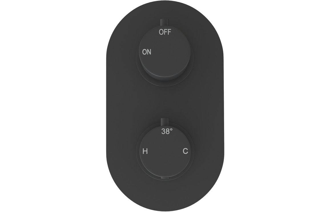 Aurora Thermostatic Single Outlet Twin Shower Valve - Matt Black