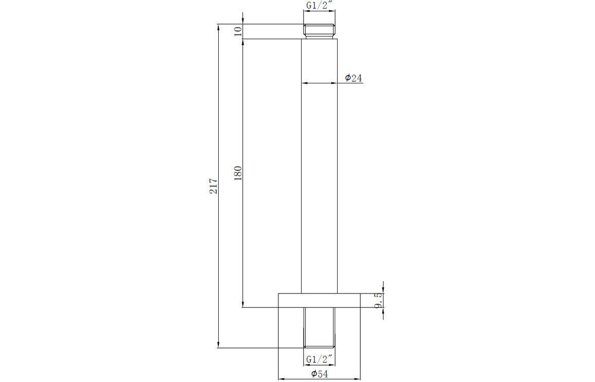 Aurora 180mm Round Ceiling Arm - Matt Black