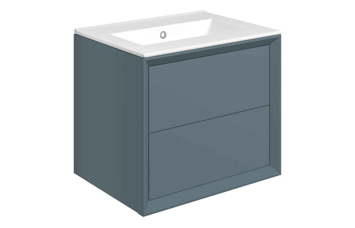 Push 610mm Wall Hung 2 Drawer Basin Unit & No Tap Hole Thin