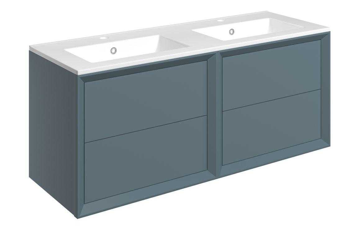 Push 1210mm Wall Hung 4 Drawer Basin Unit & 2 Tap Holes Thin