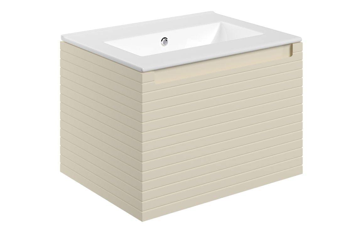Align 615mm Wall Hung 1 Drawer Basin Unit & 0TH Thin Edge Basin - Matt Cotton