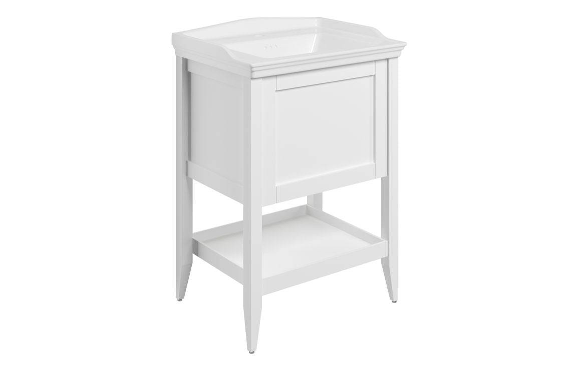 Dion 650mm Floor Standing 1 Drawer Basin Unit w/Basin - Matt White