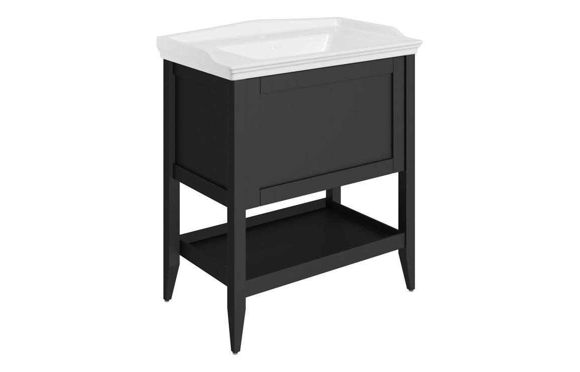 Dion 800mm Floor Standing 1 Drawer Basin Unit w/Basin - Matt Anthracite