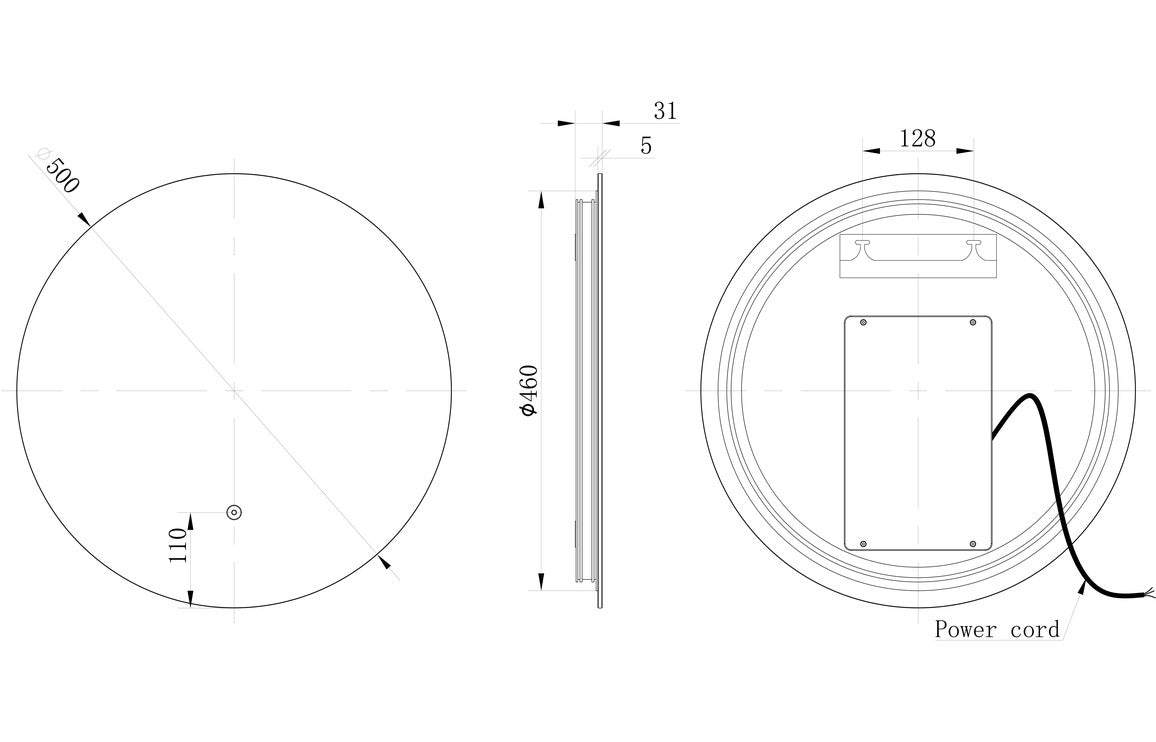 Savita 500mm Round Back-Lit LED Mirror