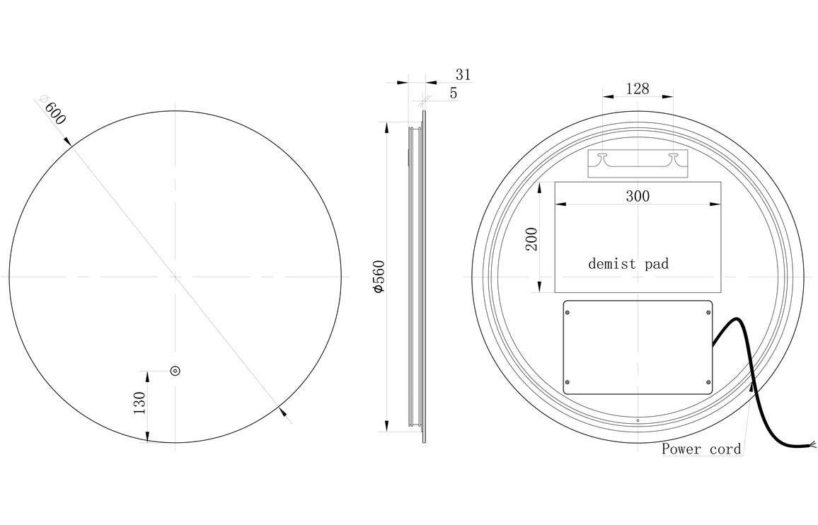 Savita 600mm Round Back-Lit LED Mirror