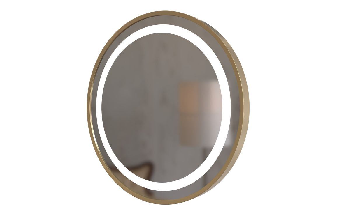 Halo 600mm Round Front-Lit LED Mirror - Brushed Brass