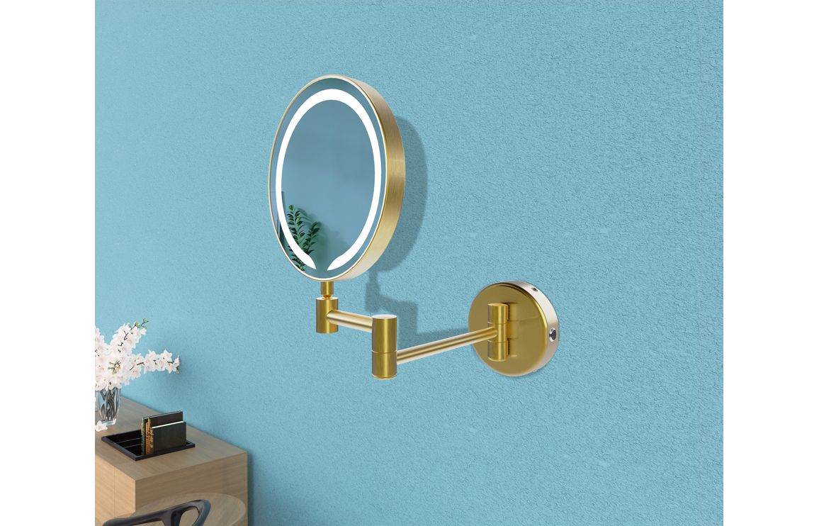 Hoshi Round LED Cosmetic Mirror - Brushed Brass