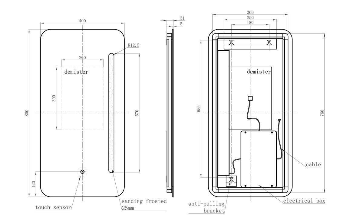 Kita 400x800mm Oblong LED Mirror
