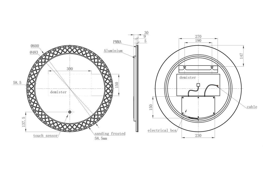 Toya 600x600mm Round LED Mirror