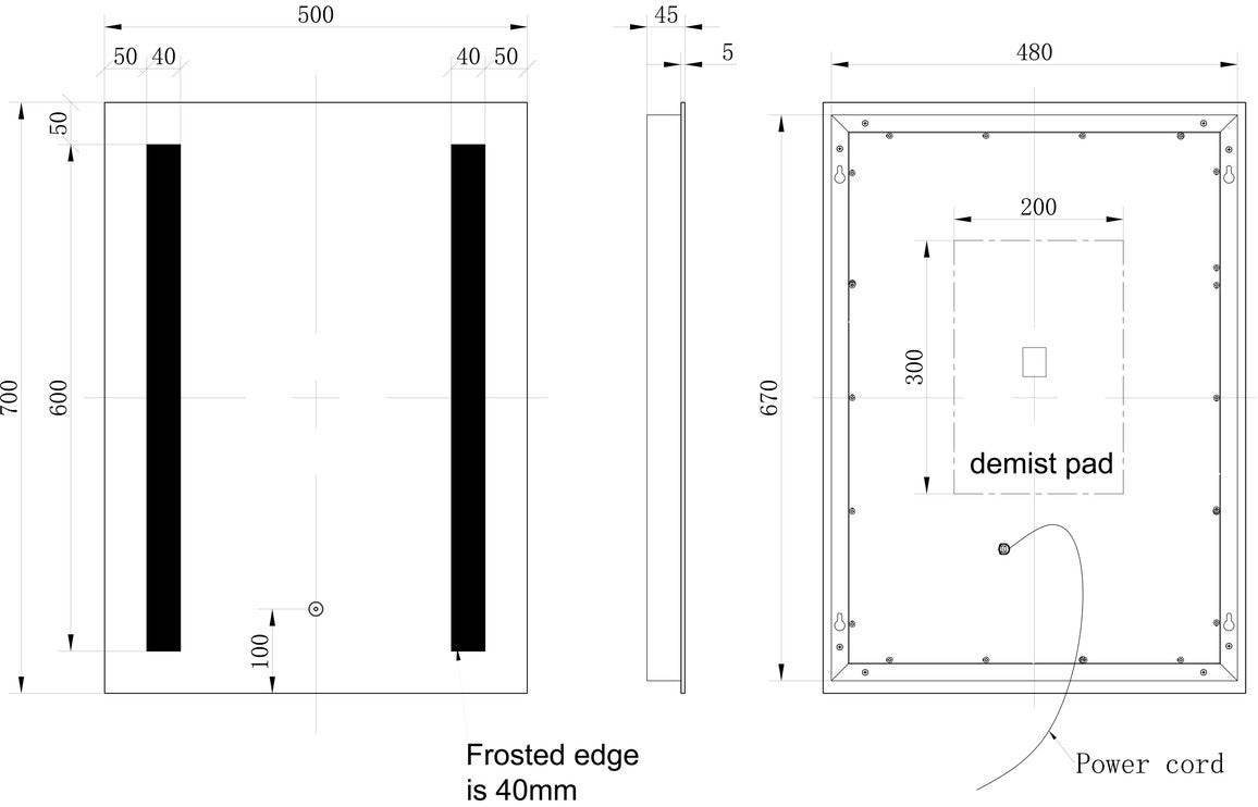 Marisol 500x700mm Rectangle Front-Lit LED Mirror